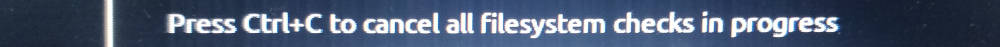 message displayed during disk check