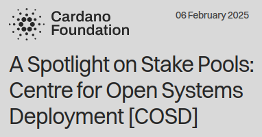 COSD Cardano Foundation spotlight stake pool